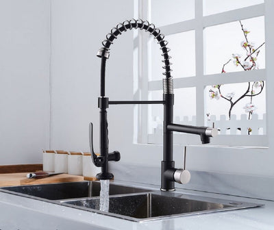 Single Handle Pull Down Sprayer Kitchen Faucet with 360℃ Rotation  in Matte Black