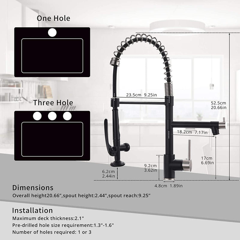 Single Handle Pull Down Sprayer Kitchen Faucet with 360℃ Rotation  in Matte Black