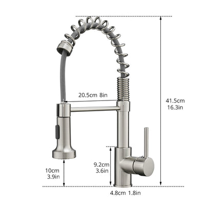 Single Handle Pull Down Sprayer Kitchen Faucet with 360℃ Rotation in Brushed Nickel