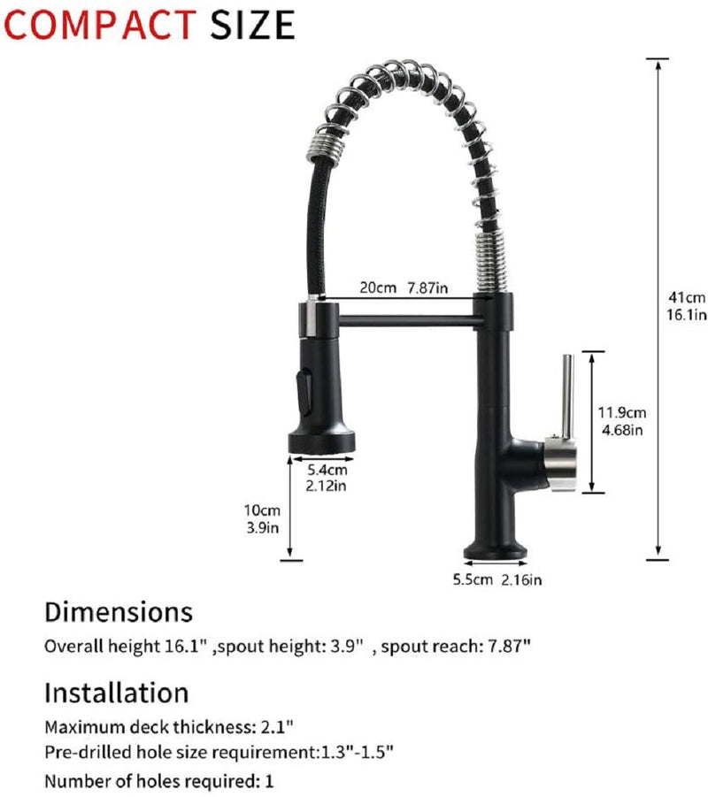 Single Handle Pull Down Sprayer Kitchen Faucet with 360℃ Rotation