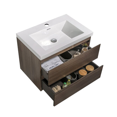 23.6 in. W x 18.9 in. D x 22.5 in. H Bath Vanity in Gray Oak with White Vanity Top with White Basin