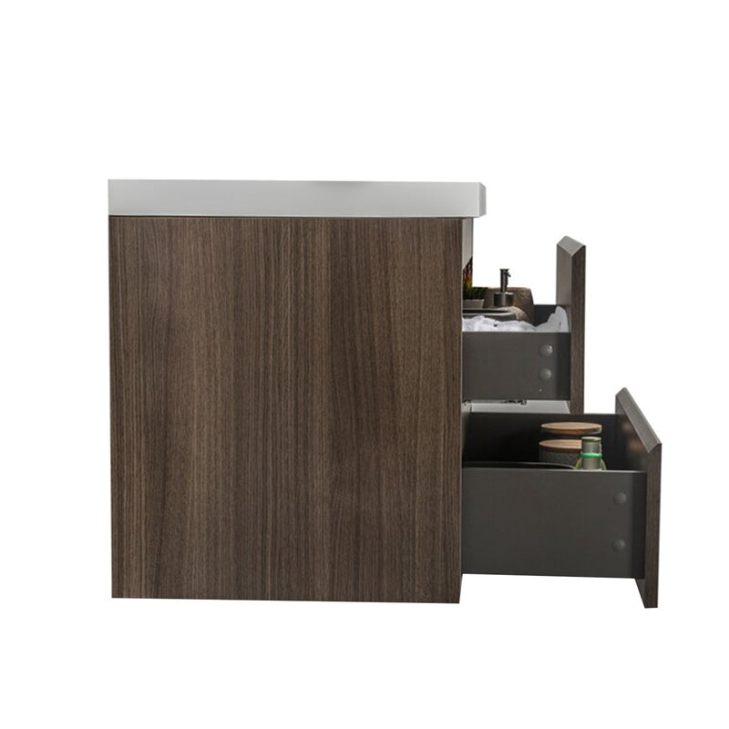 23.6 in. W x 18.9 in. D x 22.5 in. H Bath Vanity in Gray Oak with White Vanity Top with White Basin