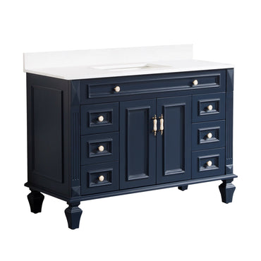 48-in Single Sink Solid Wood Bathroom Vanity with White Quartz Top