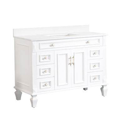 48-in Single Sink Solid Wood Bathroom Vanity with White Quartz Top