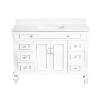 48-in Single Sink Solid Wood Bathroom Vanity with White Quartz Top