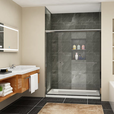 48 in. W x 72 in. H Sliding Semi-Frameless Shower Doors Clear Glass