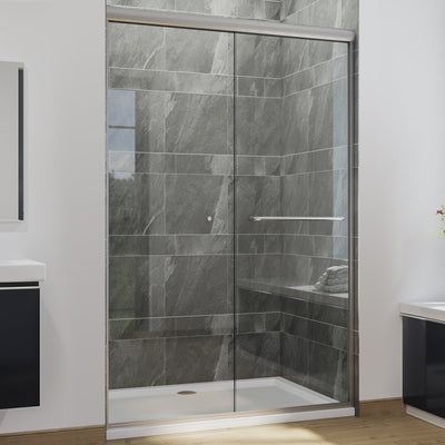 54 in. W x 72 in. H Semi-Frameless Glass Bypass 2 Way Sliding Shower Doors