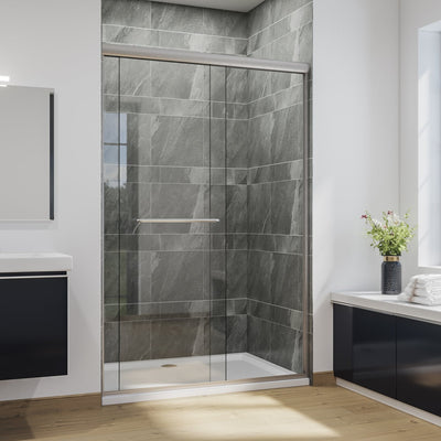 54 in. W x 72 in. H Semi-Frameless Glass Bypass 2 Way Sliding Shower Doors