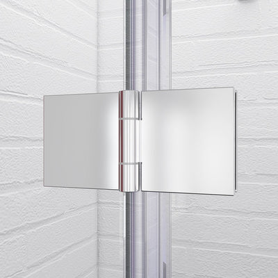 34 in. x 72 in. Semi-Frameless Hinged Bathtub Bi-Fold Shower Door in Clear Glass, 34 in. W with Handle in Chrome