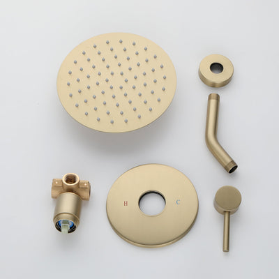 Golden Brushed Built-In Shower System With Rough-in Valve