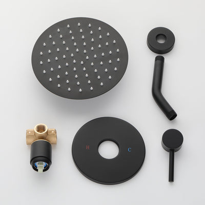 Matte Black Built-In Shower System With Rough-in Valve