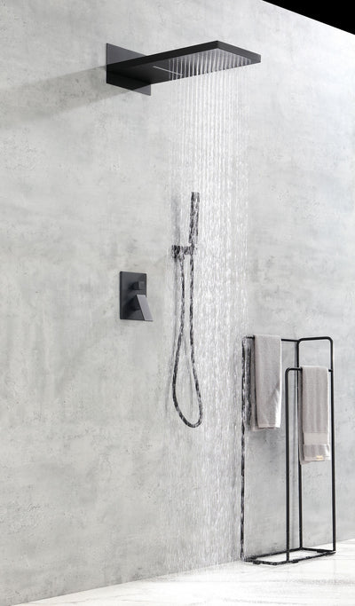 3-Spray Patterns with 9 in. Waterfall and Rainfall Shower Head Wall Mount Dual Shower Heads Hand Shower