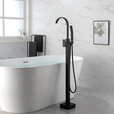 Single Handle Floor Mounted Clawfoot Tub Faucet with Hand shower