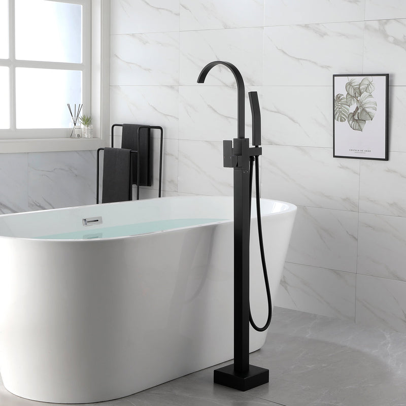 Single Handle Floor Mounted Clawfoot Tub Faucet with Hand shower