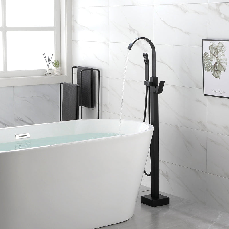 Single Handle Floor Mounted Clawfoot Tub Faucet with Hand shower