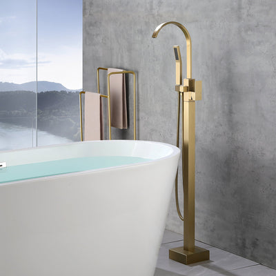 Single Handle Floor Mounted Clawfoot Tub Faucet with Hand shower