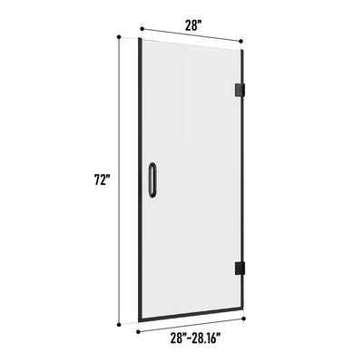 28'' W x 72'' H Frameless Shower Door in Black with Clear Glass