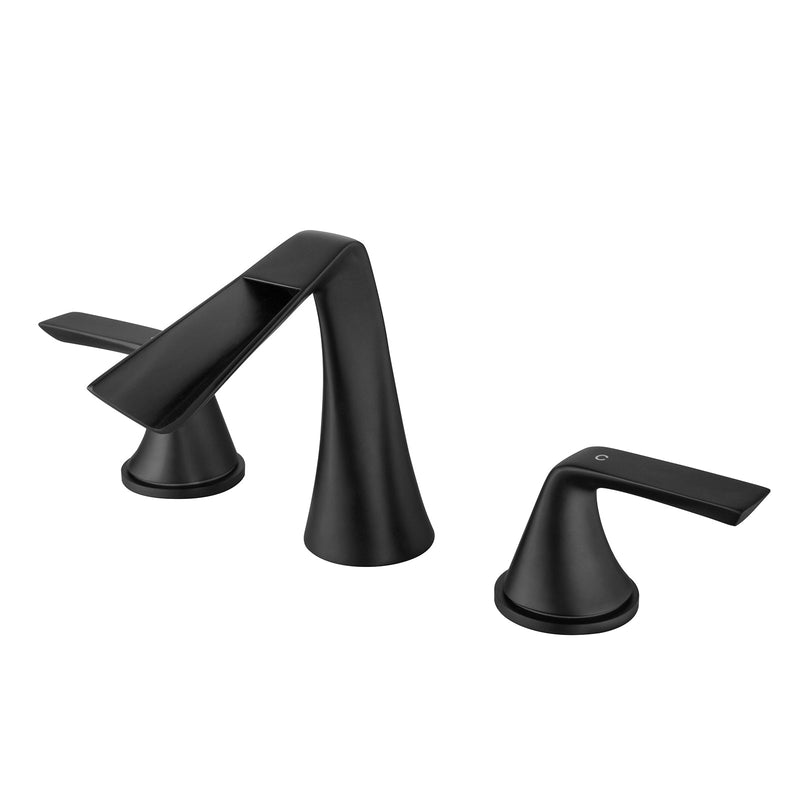 8 in. Widespread 2-Handle 3-Hole Split Brass Bathroom Faucet Set in black