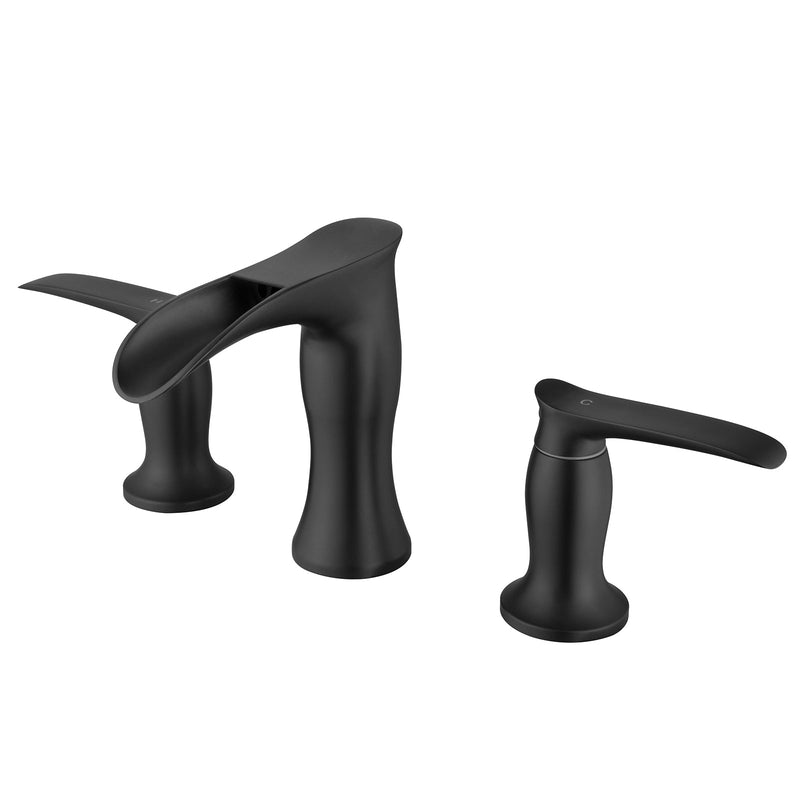 Matte Black Two Handles 8 Inch Widespread Bathroom Faucet