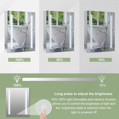 24-in x 30-in Lighted LED Surface/Recessed Mount Mirrored Rectangle Medicine Cabinet with Outlet left Side