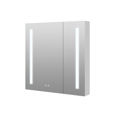 30-in x 30-in Lighted LED Surface/Recessed Mount Aluminum Mirrored Medicine Cabinet with Outlet