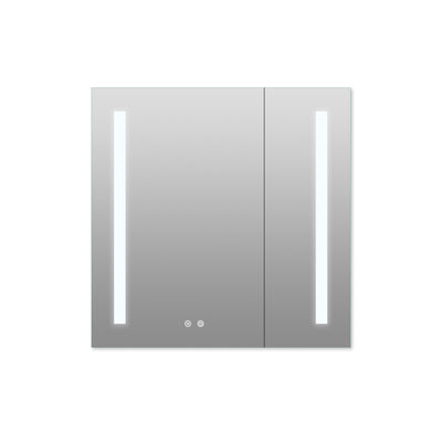 36-in x 30-in Lighted LED Surface/Recessed Mount Aluminum Mirrored Medicine Cabinet with Outlet