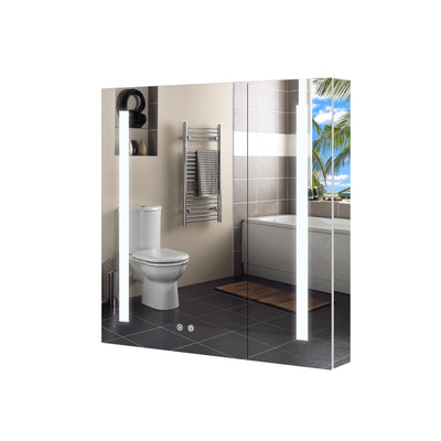 30-in x 30-in Lighted LED Surface/Recessed Mount Aluminum Mirrored Medicine Cabinet with Outlet