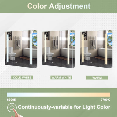 36-in x 30-in Lighted LED Surface/Recessed Mount Aluminum Mirrored Medicine Cabinet with Outlet