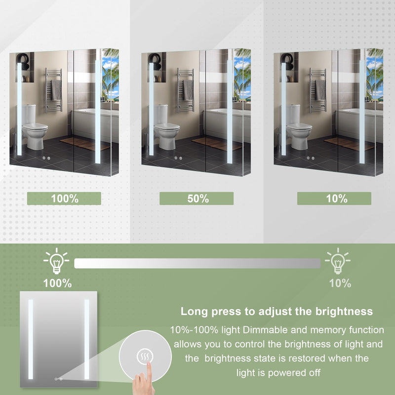 36-in x 30-in Lighted LED Surface/Recessed Mount Aluminum Mirrored Medicine Cabinet with Outlet