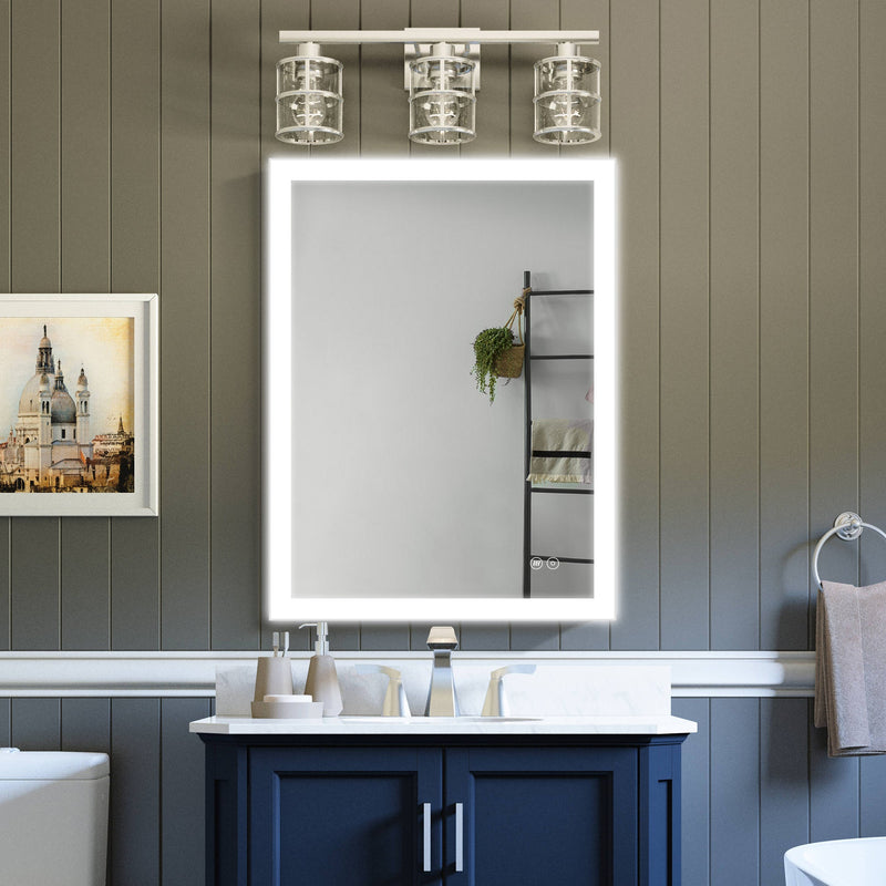 24-in W x 32-in H LED Lit Mirror Rectangular Fog Free Frameless Bathroom Vanity Mirror