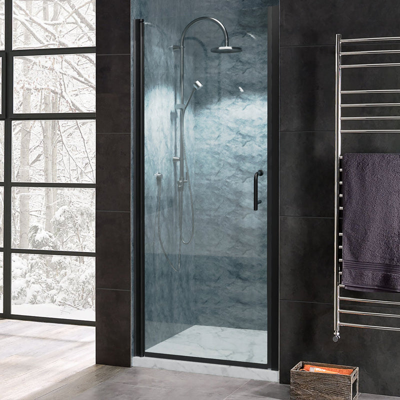 32inch x 72inch Pivot Shower Door Matte Black Frosted Glass Shower Door with Handle