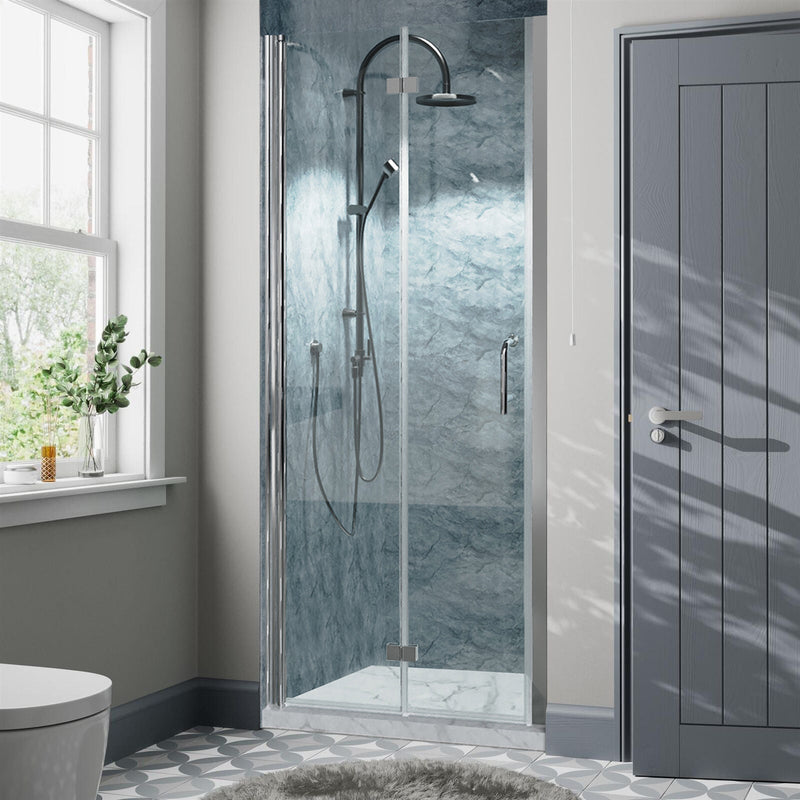 32inch W x 72inch H Semi-Frameless Hinged Bi-Fold Shower Door in Chrome