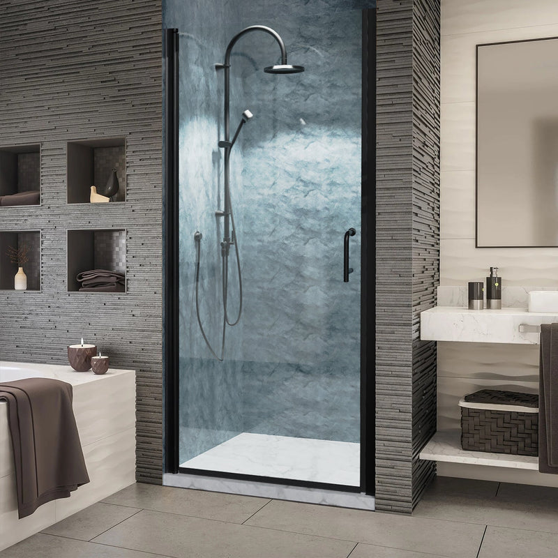 36inch  x 72inch  Pivot Shower Door Matte Black Frosted Glass Shower Door with Handle