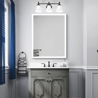 28-in W x 36-in H LED Lit Mirror Rectangular Fog Free Frameless Bathroom Vanity Mirror