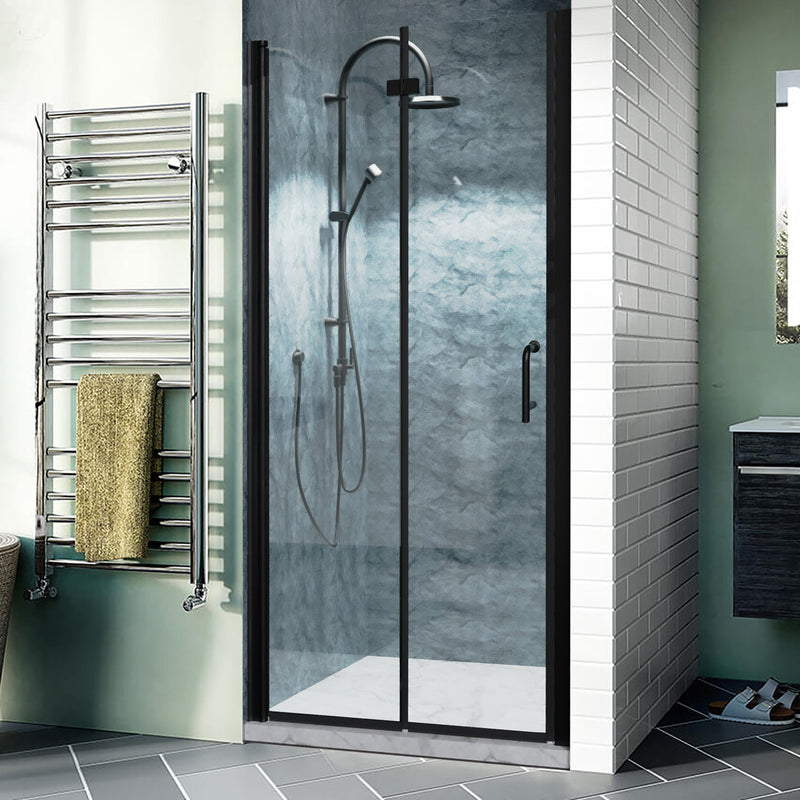 36-37 1/2inch W x 72inch H Bifold Semi-Frameless Swing Shower Door in Black 36 Wide Shower Door