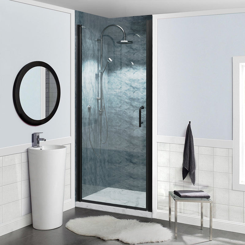 32inch x 72inch Pivot Shower Door Matte Black Frosted Glass Shower Door with Handle