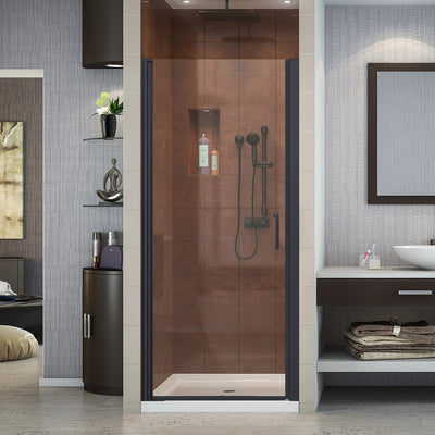 34inch W x 72inch H Pivot Semi-Frameless Shower Door Matte Black Frosted Glass Shower Door with Handle