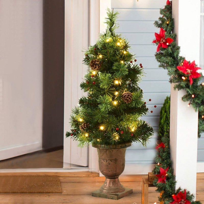 LED Christmas Tree with Red Berries Pine Cones