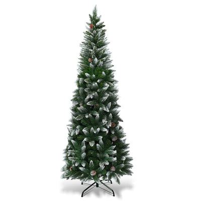 5' / 6' / 7.5' Artificial Pencil Christmas Tree with Pine Cones