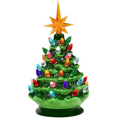 15 Inch Pre-Lit Hand-Painted Ceramic National Christmas Tree