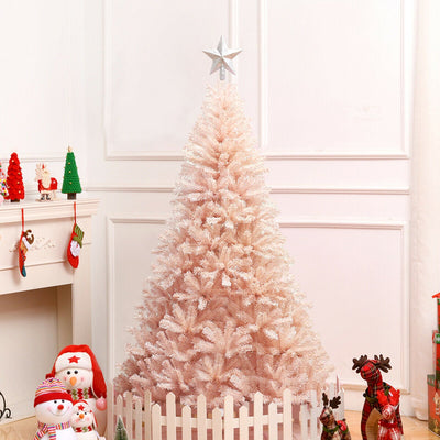 Artificial Christmas Tree Hinged Full Fir Tree in Pink