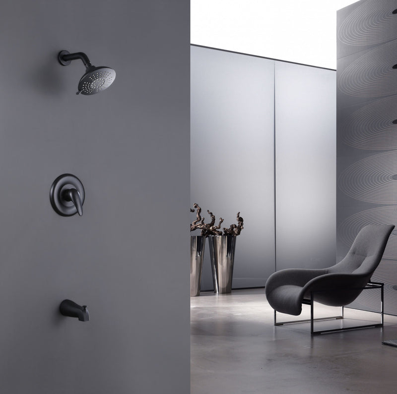 Wall Mounted Pressure-Balanced Rainfall Shower System With Tub Spout