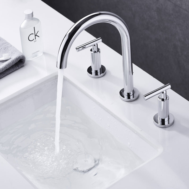 Two Handle High Arc Widespread Bathroom Sink Faucet 3 Hole