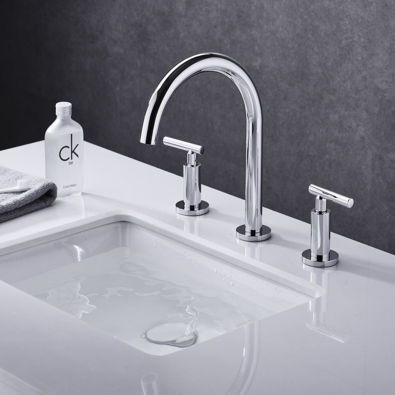 Two Handle High Arc Widespread Bathroom Sink Faucet 3 Hole