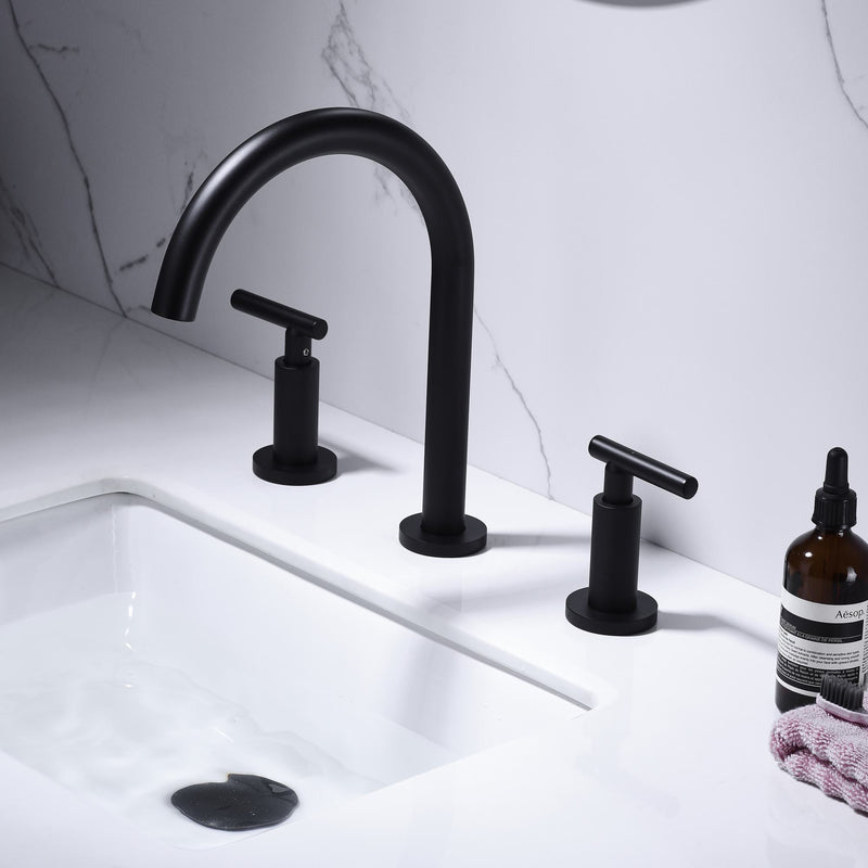 Two Handle High Arc Widespread Bathroom Sink Faucet 3 Hole