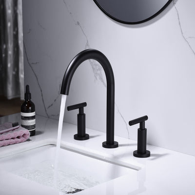 Two Handle High Arc Widespread Bathroom Sink Faucet 3 Hole