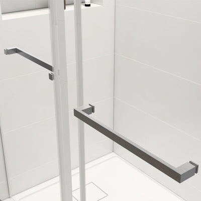 32-1/4-in to 34-1/4-in W x 76-in H Frameless Sliding Soft Close Standard Shower Door (Tempered Glass)