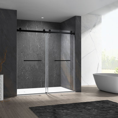 22-3/4-in W x 76-in H Frameless Sliding Soft Close Standard Shower Door (Tempered Glass)