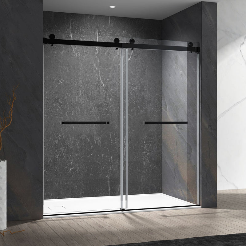 22-3/4-in W x 76-in H Frameless Sliding Soft Close Standard Shower Door (Tempered Glass)