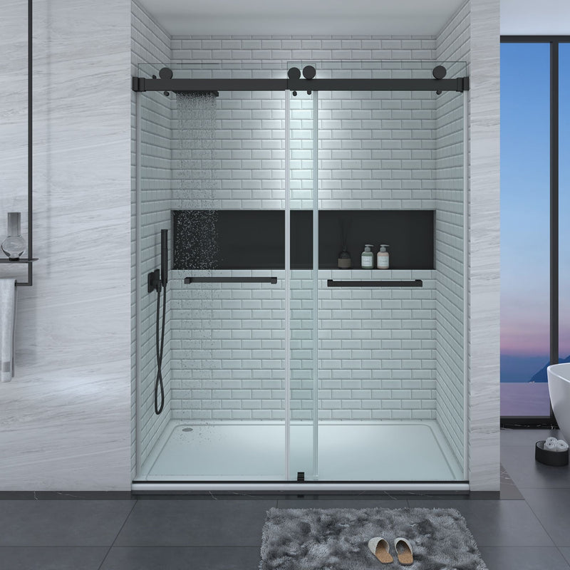 22-3/4-in W x 76-in H Frameless Sliding Soft Close Standard Shower Door (Tempered Glass)